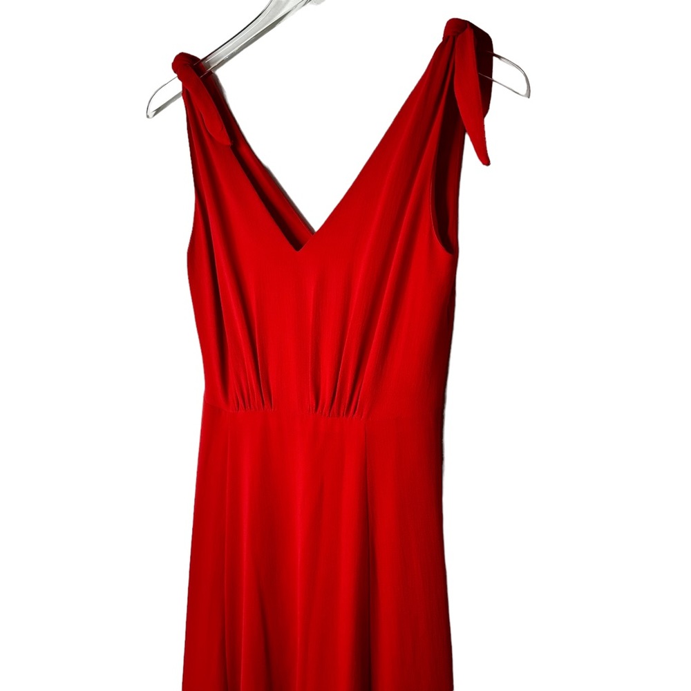 Betsy Johnson Pebble Crepe Midi Dress with Shoulder Ties in
Red Size 2 - Picture 4 of 13